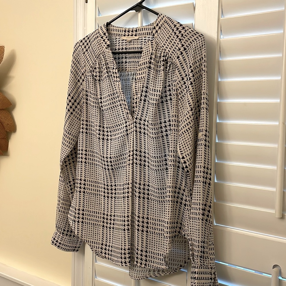 White dress shirt with herringbone pattern.